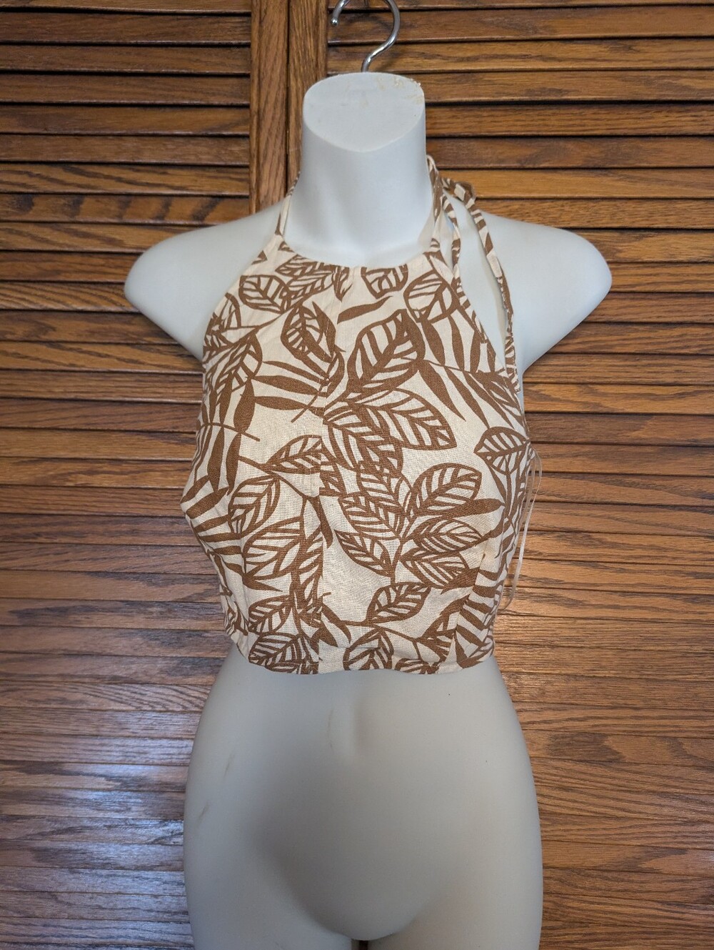 House Of Harlow NWOT Linen Blend Brown & Cream Halter Top Women's Size 2